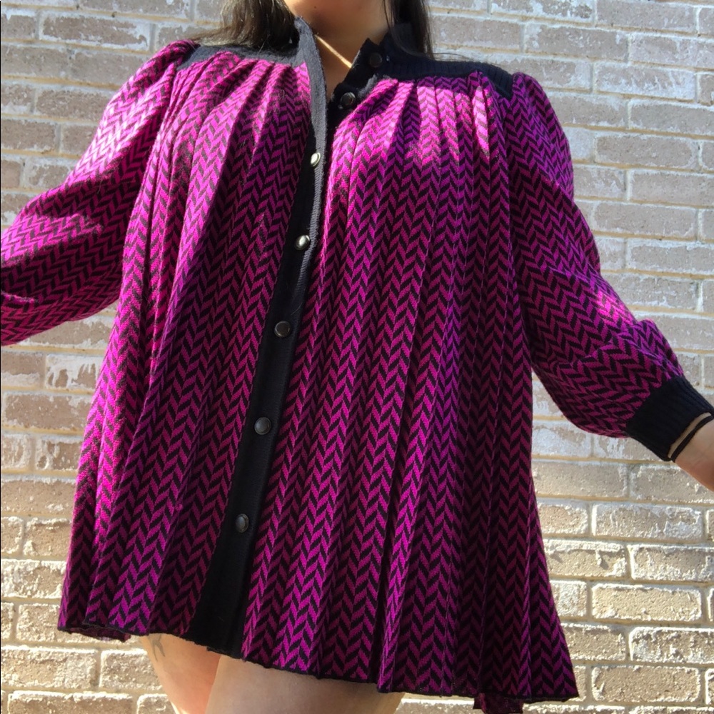 VINTAGE 1980S BLACK & MAGENTA BABYDOLL DRESS 🕸